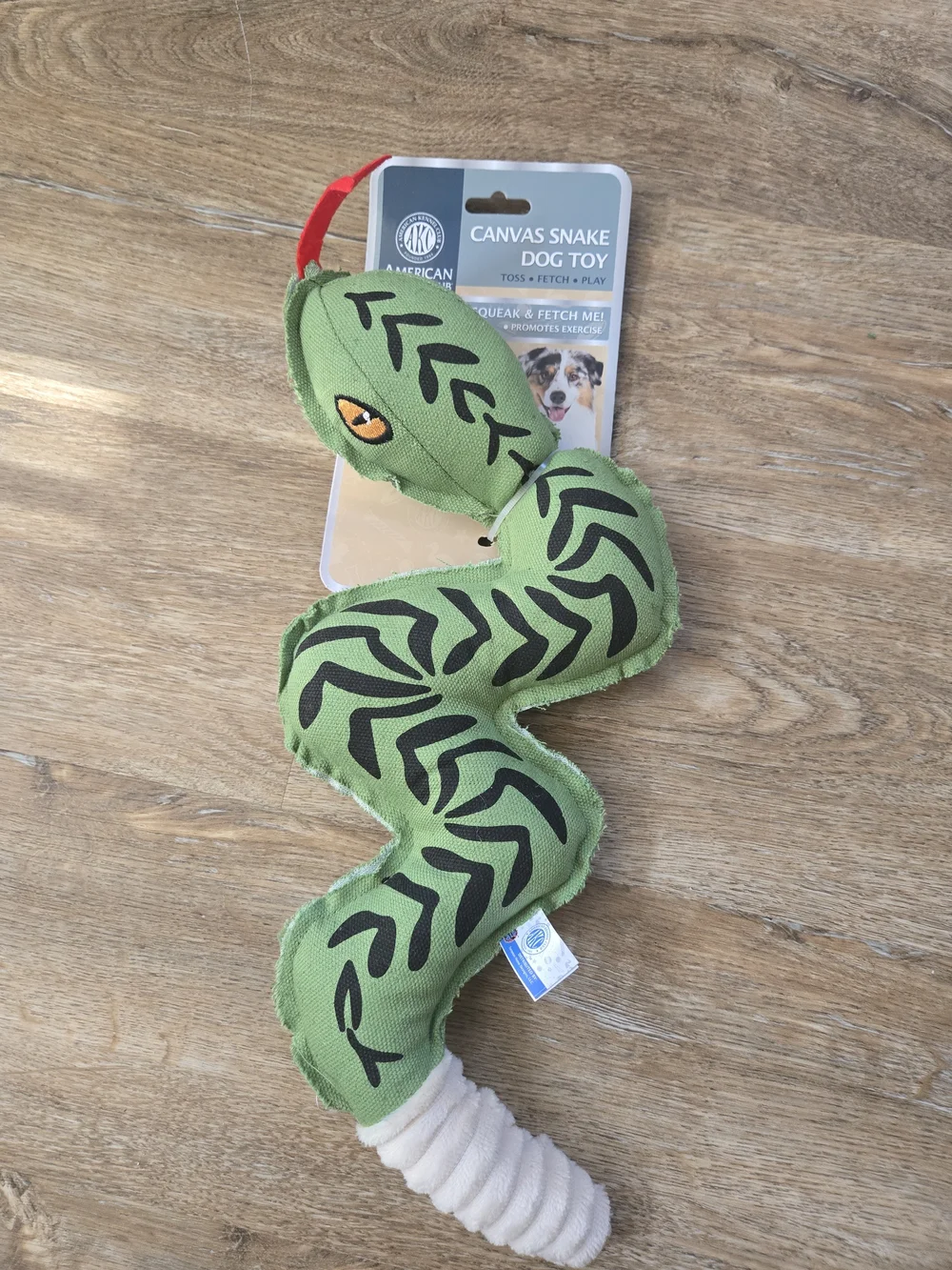 AKC Green Canvas Snake Dog Toy